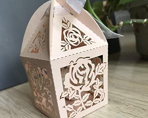 LASER CECT BEDITED BOX, slatkiši laserski poklon kutije s vrpcom, mladenka, svadbeni ukrasi, pokloni za goste, biserni papir inkarnadin
