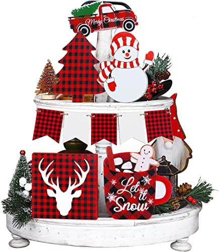10 komada Božićna resied dekor zimske drvene tablice znakovi crvene i crne bivole plairane tematske dekore vruće kakao znakove drvene