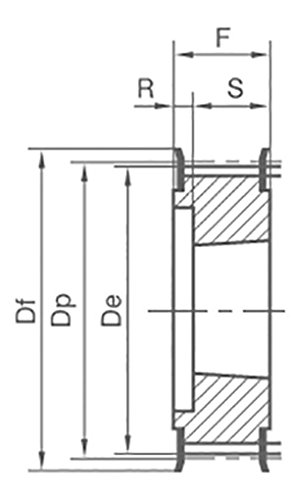 30H150TL.1610 Ametric Inch Steel ANSI Razvodna remenica sa prirubnicom, 1/2 korak za sinhroni kaiš H150, 30 zuba, za čahuru za konusnu bravu od 1610, prečnik nagiba od 4,77 inča, bez glavčine, 1-3/4 približna širina lica, 1 približna širina kroz otvor