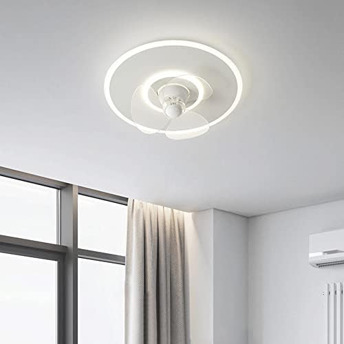 Moderni stropni ventilator sa svetlom, zvuk LED prikriveni stropni ventilatori sa daljinskim upravljačem, 6 brzina 31W savremeni stropni ventilator za spavaću sobu, radna soba, trpezarija, (15,7 bijela)