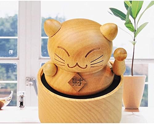 Lucky Cat Cartoon Mini drvena rotirajuća muzička kutija Početna Dekoracija Valentinovo Dan Ideas Rođendan 8 * 8 * 9cm ukrasi YUBIN1993