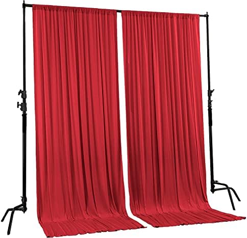 AK TRADING CO. 10 stopa x 10 stopa poliester pozadina zavjese ploče sa džepovima štapa-svadbena ceremonija dekoracija kućnih prozora za zabavu-crvena