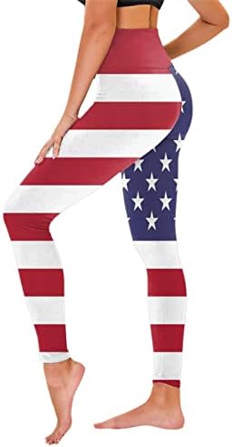 4. jula Visoke vučne struke za žene USA zastava Workout Yoga gamaše ultra mekane četkice rastezanja teretane