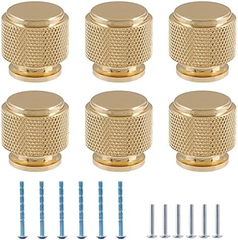 Kemcatui 6 kom. Knurled kabinetski gumb, zlatni komoda Knurled gumb, gumbe za lagane aluminijske ladice sa vijcima, moderni ručica