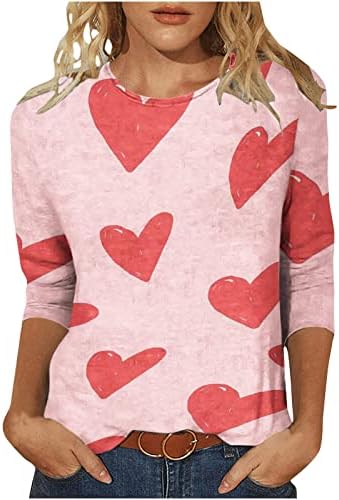 Heart tiskani vrhovi za ženska modna haljina zaljubljena zaljubljena 3/4 rukava s majicama Ležerne prilikom labavog pulover majica