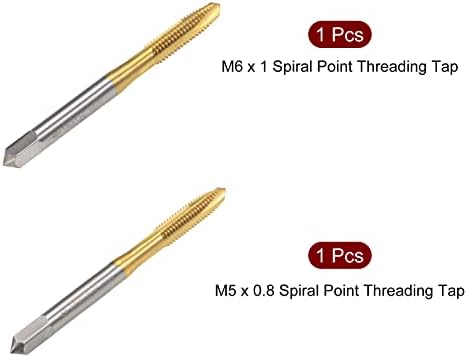 Uxcell Spiral točka dodirnite, m5 x 0,8 m6 x 1 Metrički H2 Preciznost 3 FluUS-a veliki čelični titanijumski vijčani vijak