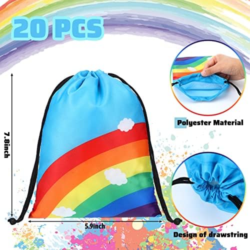 20 pakovanja Rainbow Party Favor torbe Mini vezice za poklone poliester Boho Rođendanska poklon torba Candy Goodie Rainbow potrepštine