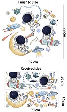 Astronaut Zidni naljepnici crtani svemirski brod svemirske naljepnice na zidu mogu se ukloniti kore i lijepljene umjetničke freske