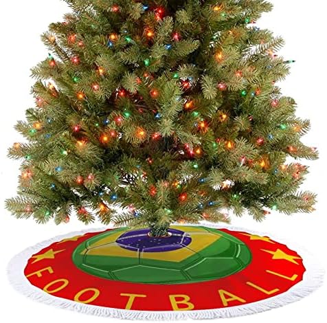 Brazil Flag Soccer Football Logo Skingiranje s božićnim drvvom sa resima Xmas Holiday Flot Mat Decoration Print