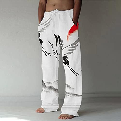 Elastične hlače za muškarce Trouser Muške modne Ležerne prilike ispisane džepove čipke hlače Velike veličine hlače odjeću