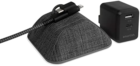 Smartsh Holder i punjač Combo - Kabl Wrangler Organizator sa 3-u-1 univerzalni kabel za punjenje i 2 priključka USB-A & USB-C zidni