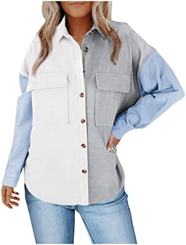 Ženska košulja za koluta za žensku košulje Ležerne prilike, Bluze za ramena za ramena Boja blok Bojačka jakna