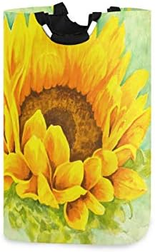 YYZZH svijetlo žuta suncokretova akvarelna slika cvjetni cvijet velika torba za veš korpa torba za kupovinu sklopiva poliesterska korpa za veš sklopiva torba za odjeću sklopiva kanta za pranje