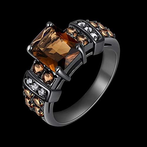 T-nakit modni ženski vjenčani prsten od 18k crnog zlata punjen sa Halo smeđom CZ veličinom 6-10