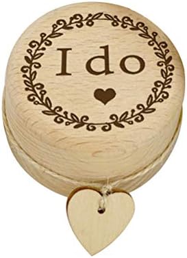 Amosfun drveni nosač prstena kutija shabby chic okrugla vjenčana kutija za vjenčanje i zvonasti kutiju rustikalne vjenčanja favorizira vjenčani ukrasi