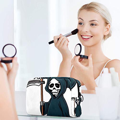 Leveis Halloween Skeleton Grim žetelica Mala torbica za šminku za torbicu Travel Kozmetička torba Prijenosna toaletna torba za žene