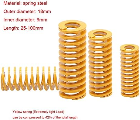 Kompresioni opruge su pogodni za većinu popravke I žute izuzetno lagane prešama Spring opruga opruga u obliku kalupa proljetni prečnik 18mm x unutarnji promjer 9mm x Dužina 25-100mm