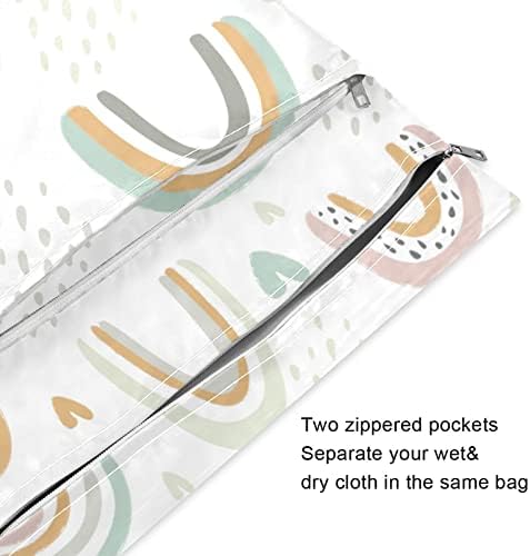 Kigai 2pcs mokre suhe vrećice za dječje krpe za dječje srce Vodootporno za višekratnu upotrebu s dva patentnih džepova kupaćih komisija