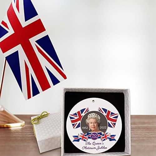 Elizabeth II Queens Platinum Jubilee Suveniri Ornament CHEVERSAKE keramika, koji sadrži njenu veličanstvo kraljice, kraljice 70 sjajnih godina Britanci Velika Britanija Vintage Bijeli ukrasi Pokloni 3
