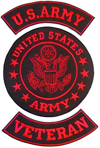 Američka vojska veteran crvena na crnoj patch setu za jaknu Biker-a CGI