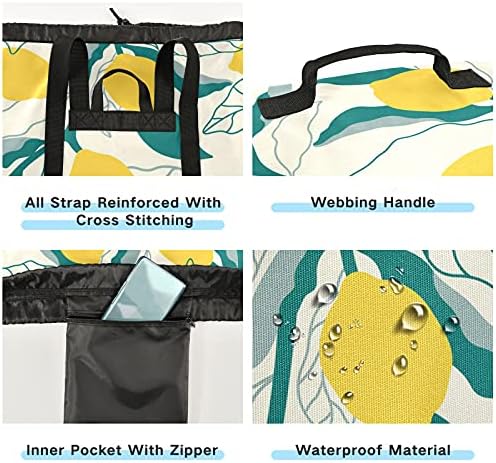 Šarena Lemons Leafs torba za pranje veša sa naramenicama torba za ruksak za pranje veša sa vezicama za zatvaranje viseće korpe za kamp Travel College studentske osnovne stvari
