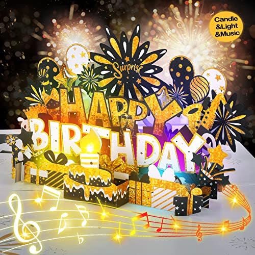 Rođendanska čestitka | muzičke Pop Up rođendanske čestitke sa svjetlom | ugasite LED svijeću i pustite muziku za Sretan rođendan Pop