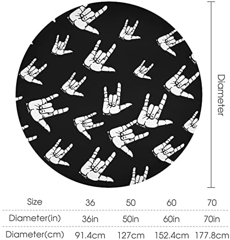 ASL američki znakovni jezik Volim te okrugli stolnjak perivi pokrivač od prašine otporan na bore za blagovanje kuhinjske svadbene zabave