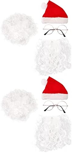 2 seta / 4pcs Santa brada Wig Hat naočala Božićna zabava Cosplay Santa Claus rekvizit Božićni ukrasi Pokloni ukrasi