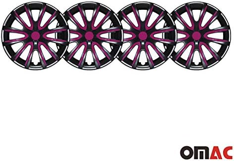 OMAC 16 inčni Hubcaps za Mitsubishi Outlander Black and Violet 4 kom. Poklopac naplatka kotača - HUB CAPS - Zamjena vanjske gume za
