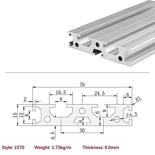 Mssoomm 1 pakovanje 1570 dužina profila ekstruzije aluminijuma 10,24 inča / 260 mm srebro, 15 x 70 mm 15 serija T Tip T-Slot Evropski