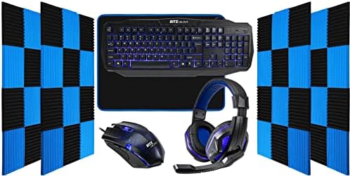 Ritz Gear Gaming Kit | 4-u-1 LED Backlight Bundle PC Combo sa multimedijalnom tastaturom, mišem, slušalicama & klinaste ploče za zvučne izolacijske ploče