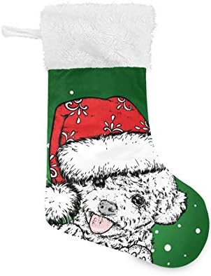 Alaza Božićne čarape Crveni i zeleni novogodišnji božićni pas Classic personalizirani veliki ukrasi za čarape za obiteljski odmor