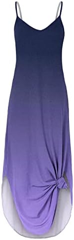 Ženske casual maxi haljine ljetne rukavice bez rukava haljina haljina gradijent v izrez Split dugačka haljina na plaži
