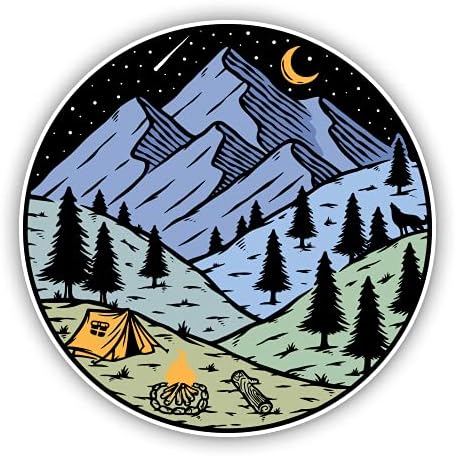 Noćni nebo planine Kampiranje na otvorenom - 5 Vinyl naljepnica - za automatsko prijenosna računala i-jastuk - vodootporan naljepnica