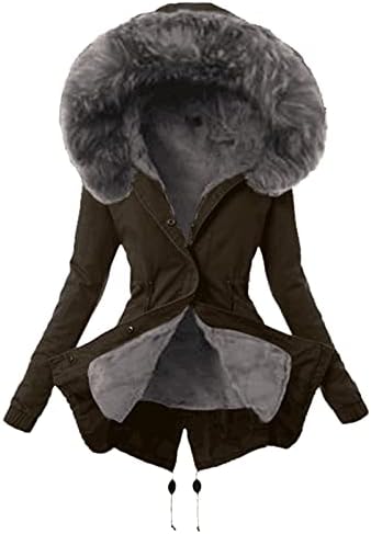 Krzno obložen topli čvrsti kravatni struk Parka ženski kapuljač dugih rukava kaputi za odmor Plus size za zimski fit Ležerni kaput