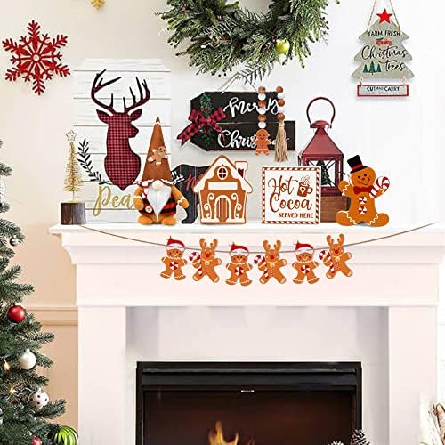 Božićna resied dekor medenjacbread božićni ukrasi zatvoreni, zimski medjurbread vrući kakao bar drveni znakovi zrnce Garland Slatko