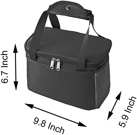 YanSANIDO 6L zadebljana crna torba za ručak za upotrebu za žene i muškarce Putujući piknik i kutiju za ručak