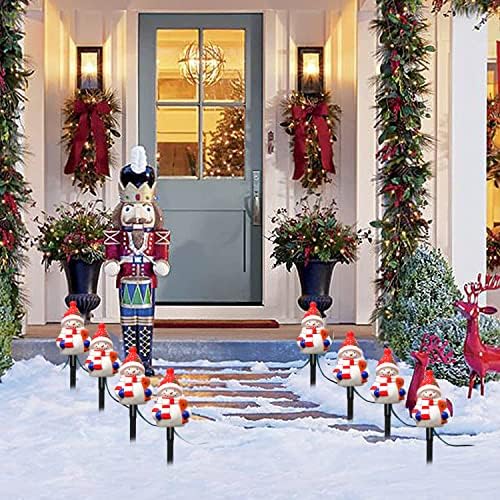 Romasaty Set od 4 markera za prilaz božićnog snjegovića sa četiri sijalice C7, 7 Ft proširivi String Light String vodootporni ukras