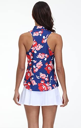 TrendiMax Womens 2 paket rukava za Golf UPF 50+ štampana Polo majica Athletic Workout Tank Tops za žene