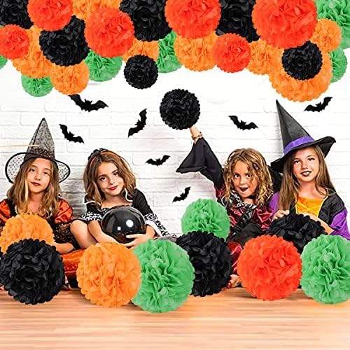Crno narančasto za Halloween Party Dekoracije Halloween tkivo papir Pom Poms Cvijeće Zidne viseće zalihe za rođendan vjenčanja Halloween