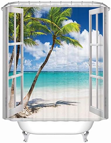 Allenjujoy 72x72 zavjesa za tuširanje za tuširanje za kupaonicu Tropical Palm Tree Početna Dekor kupaonice Bijeli prozor Dekoracija