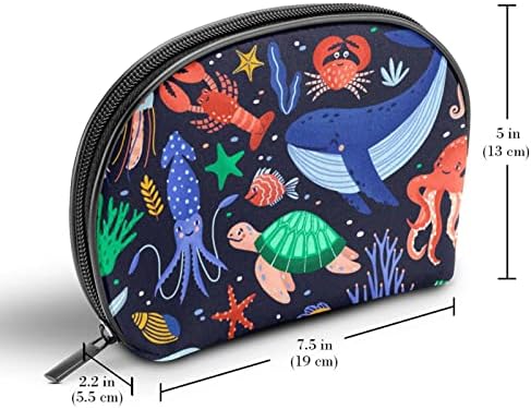 Mala šminkarska torba, patentno torbica Travel Kozmetički organizator za žene i djevojke, crtani riblji rakovi kornjače zvijezde