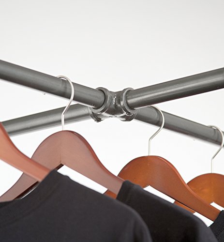 Rack odjeće Econoco - Teški cjevovod Podesiv, 4-smjerni stalak, vodovodni nosač za odjeću, antracit siva