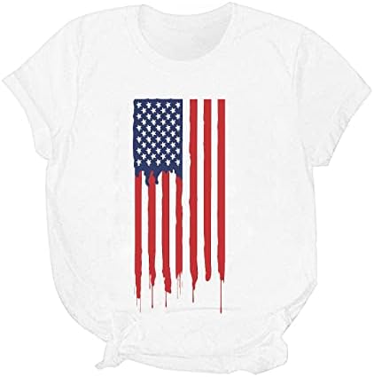 Patriotske majice za žene USA zastava za zastavu majica Ležerne prilike ljeti kratki rukovi TESSI Stripes Tie-Dye Comfy Lape Trendy