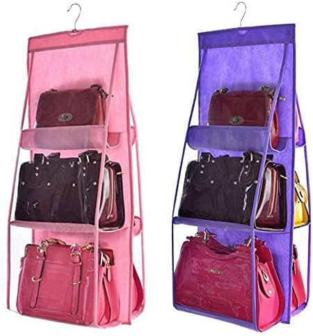 WUHUAGUO dvostrana prozirna viseća torba za sortiranje - 6 džepova sklopiva viseća torbica torbica torba za odlaganje sitnice uredna