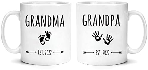 HLLD djed baka Est 2022 šolja Set za očekivanje baka i djedova poklona, Dan očeva, Majčin dan - 11 bijelih