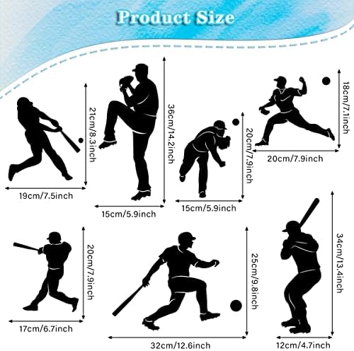 WOYINIS uklonjivi bejzbol igrač silueta zidne naljepnice osnovne lopte sportske zidne naljepnice Peel & Stick dječija soba rasadnik