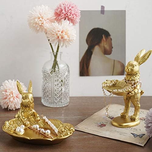 KESYOO Retro nakit dish Resin desktop storage Tray Bunny dizajn nakit organizovanje tanjira zečja figurica za sitniš novčić Uskršnji