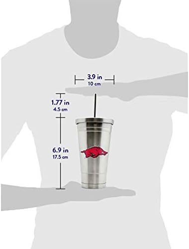 Duck House NCAA Arkansas Razorbacks 17oz dvostruki zidni nehrđajući čelik Termo Tumbler sa slamom