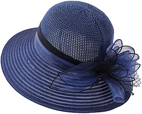 Crochet Organza cvijeće slame Sunčani šešir za žene, francuski čaj partijski šešir Kentucky Derby Church Hat ljetna plaža